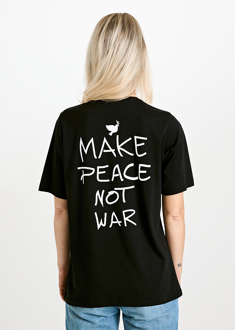 WOMEN'S WOODSHIRT LOOSE LONGER TILDA MAKE PEACE NOT WAR