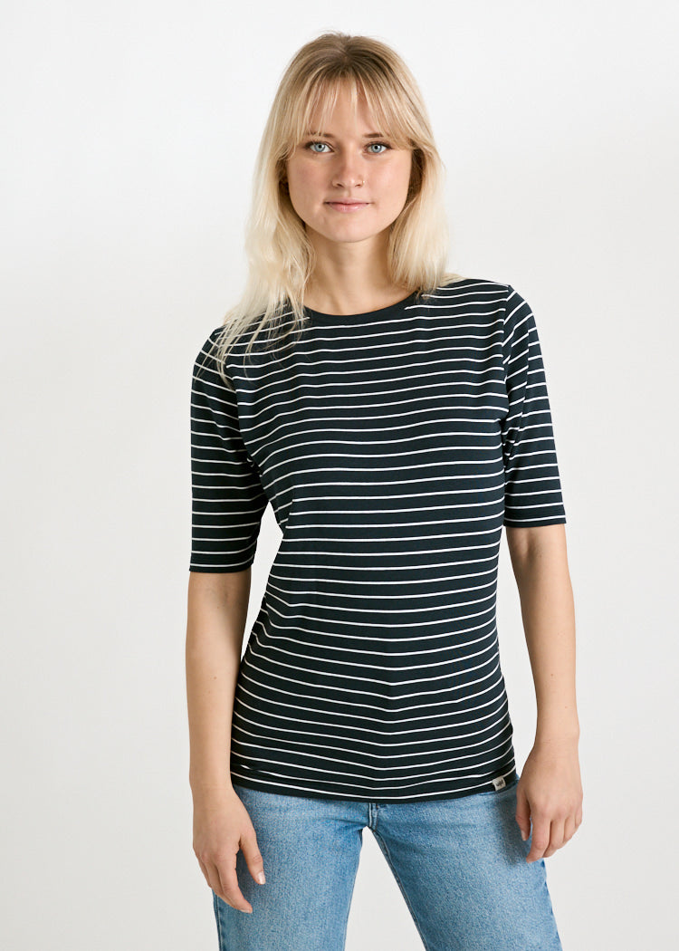 WOMEN'S WOODSHIRT LONGER SLEEVE SLIM LOLA WHITESTRIPES CARBON