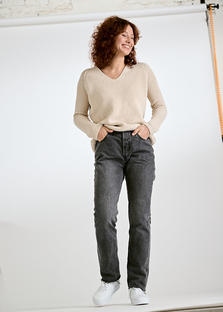 WOMEN'S KNITTED SWEATER MINA NATURAL