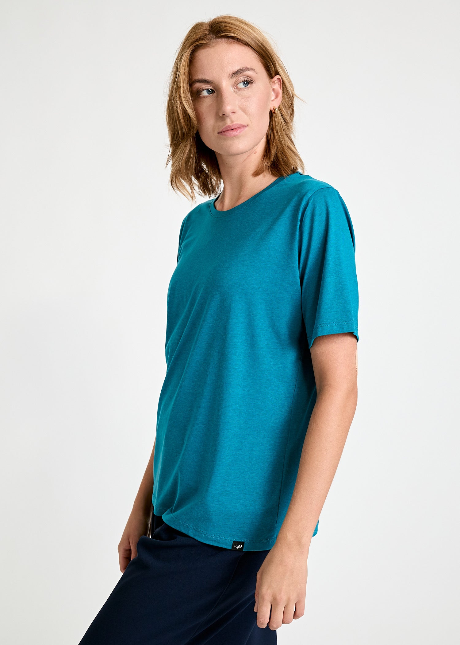 DAMEN WOODSHIRT LOOSE LONGER TILDA PETROL