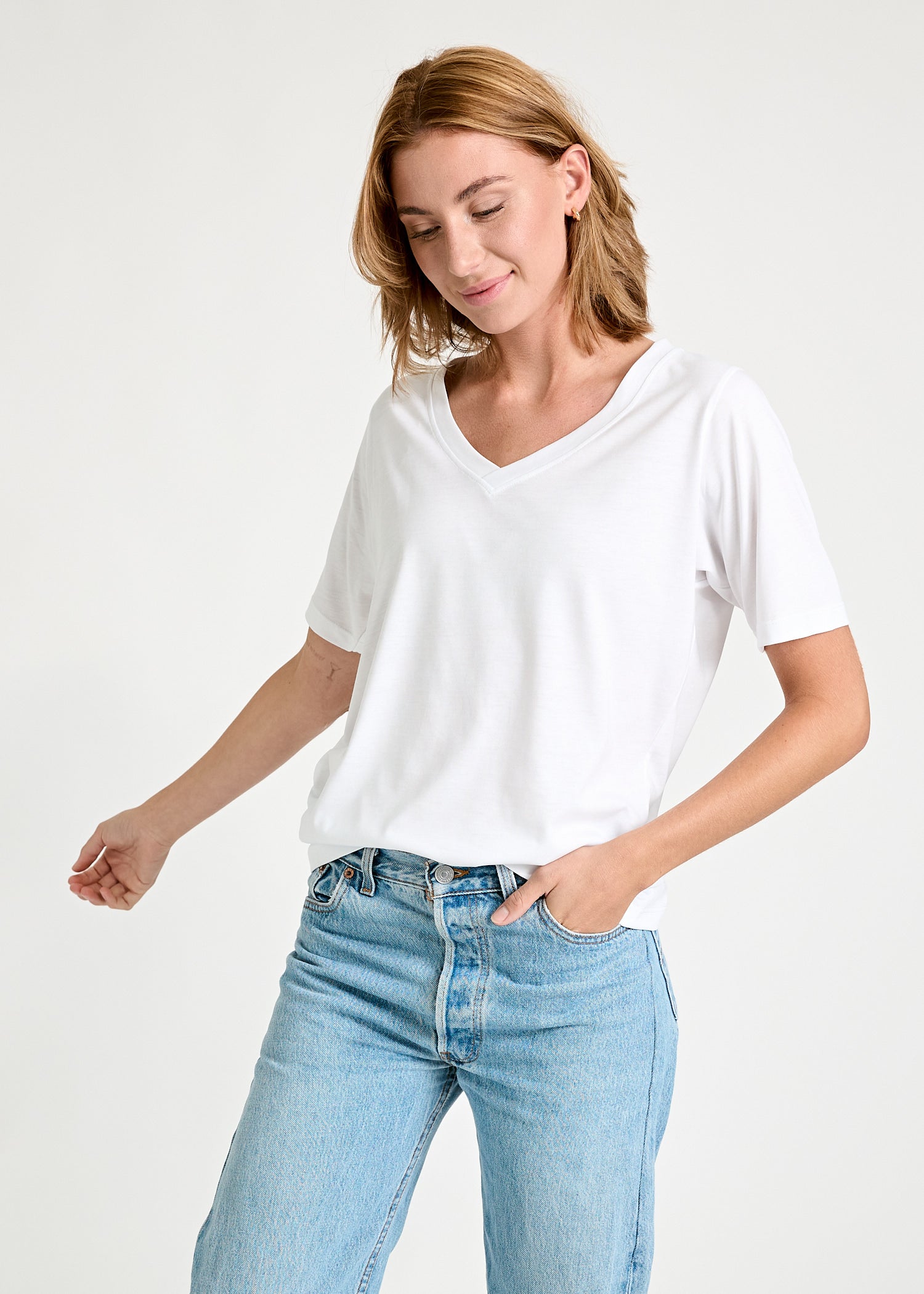 WOMEN'S WOODSHIRT LOOSE LONGER FRIDA BRIGHT WHITE