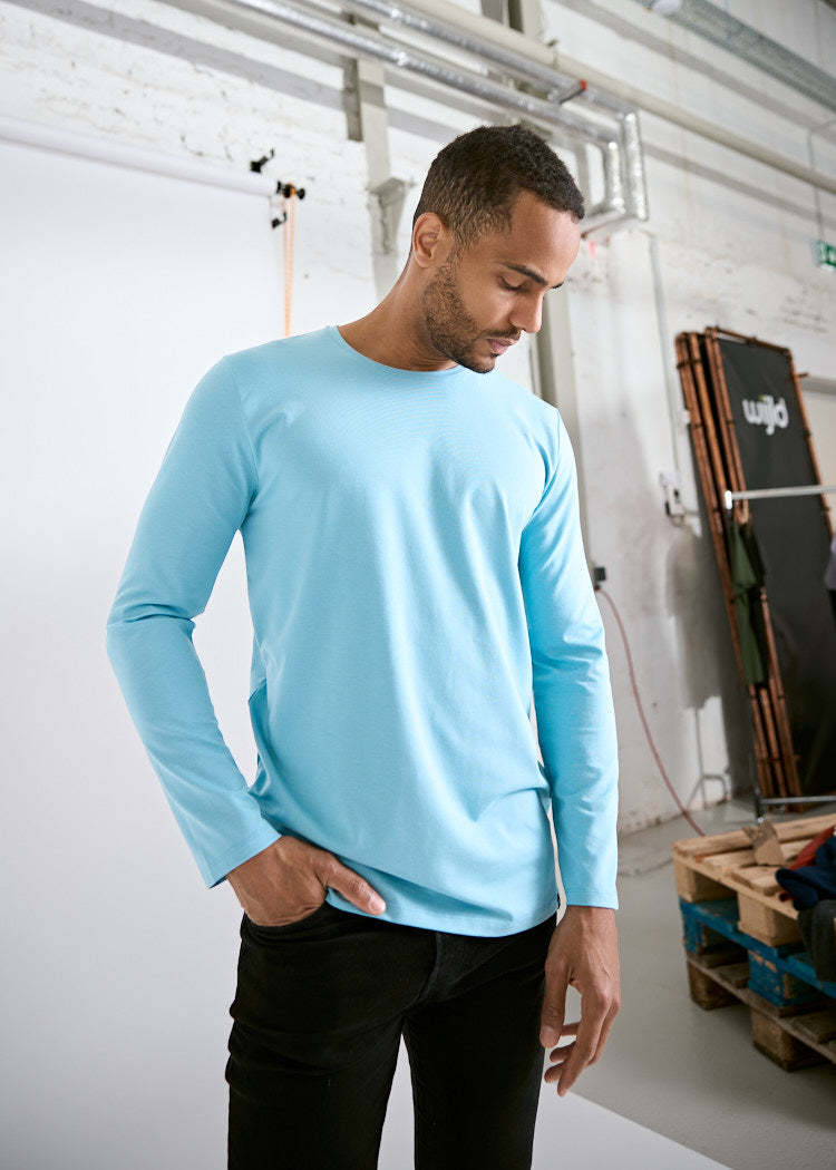 HERREN LANGARMSHIRT DAVID MILKY BLUE