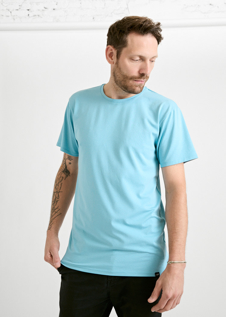 HERREN WOODSHIRT LOOSE TEE TIMO MILKY BLUE