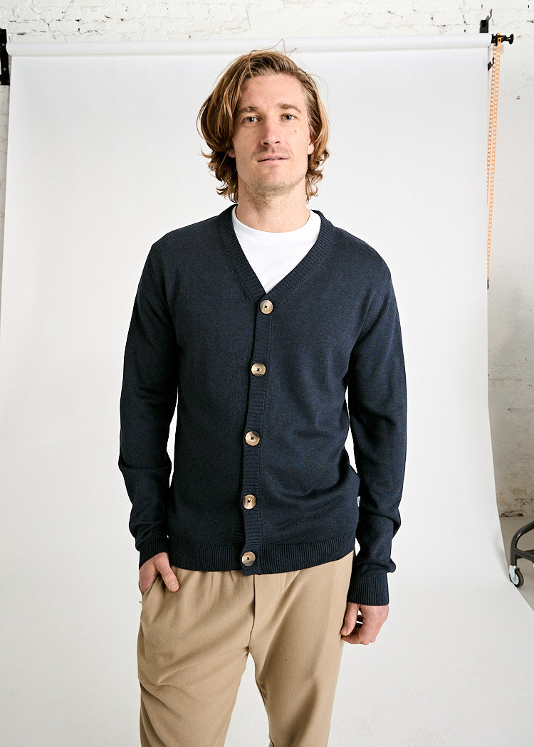 HERREN STRICK CARDIGAN SAMUEL BLUE INDIGO