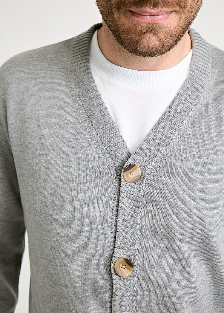 HERREN STRICK CARDIGAN SAMUEL GRAY MELANGE