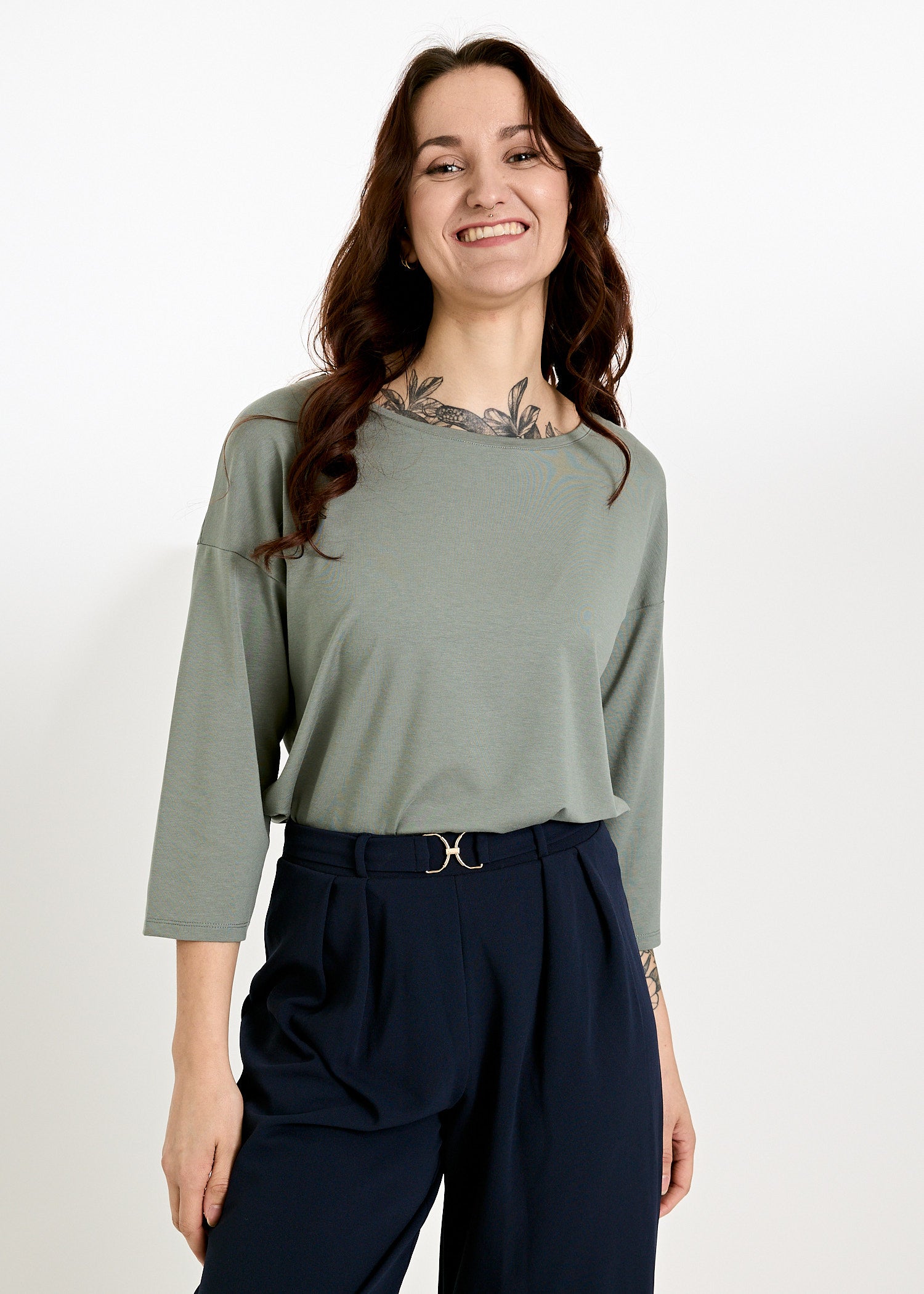 DAMEN LANGARMSHIRT CHRISTIN AGAVE GREEN