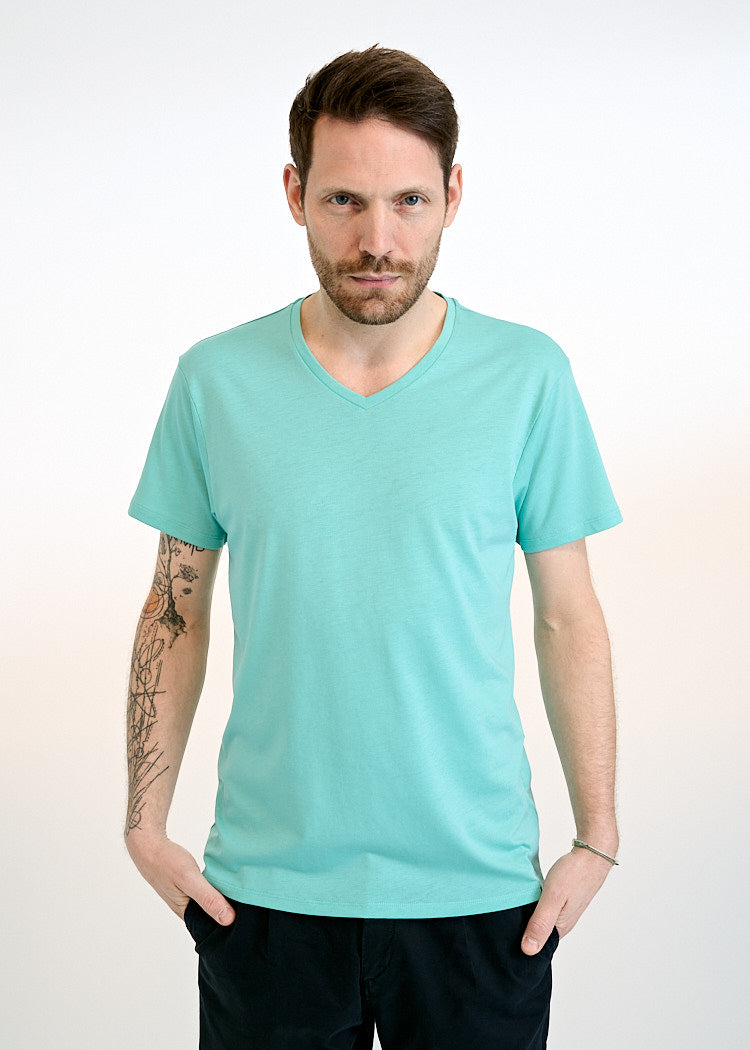 MEN'S WOODSHIRT V-NECK ALEX POOL BLUE