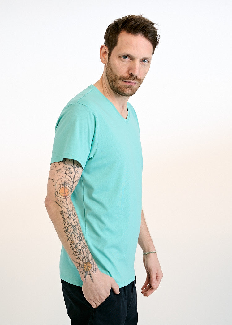 MEN'S WOODSHIRT V-NECK ALEX POOL BLUE