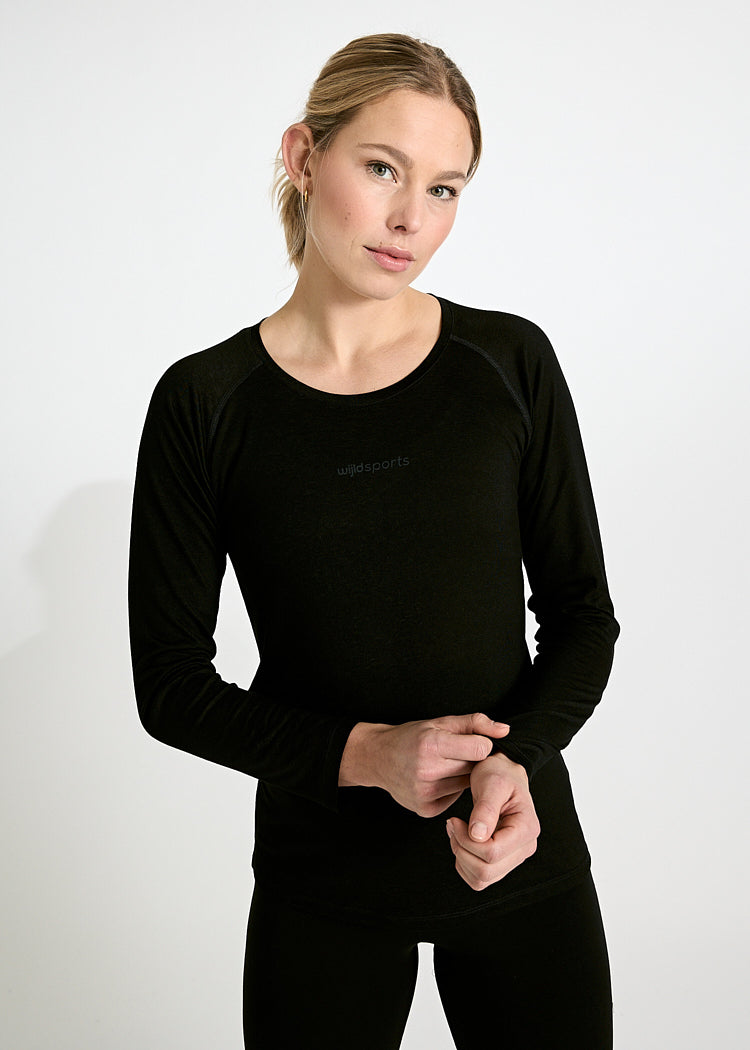 DAMEN SPORT LANGARMSHIRT NELLIE BLACK GRAY