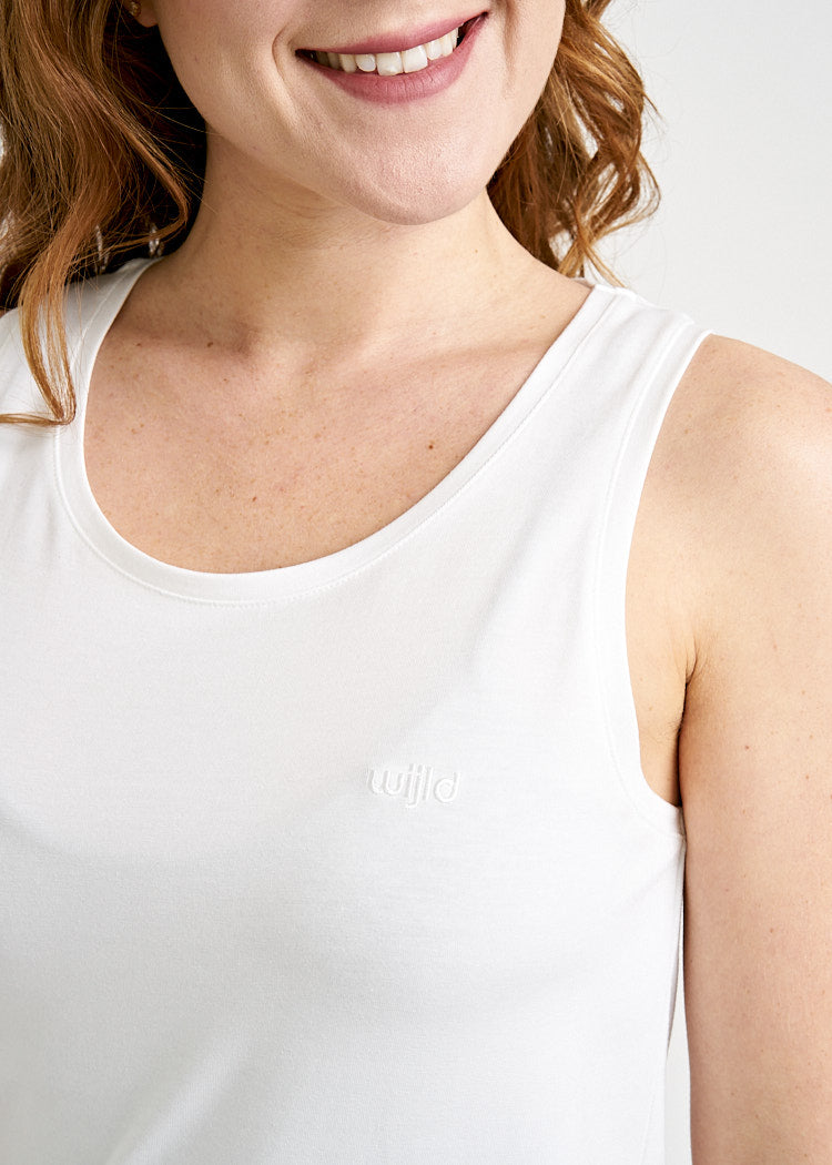 DAMEN SLEEVELESS TOP LONG BRIGHT WHITE