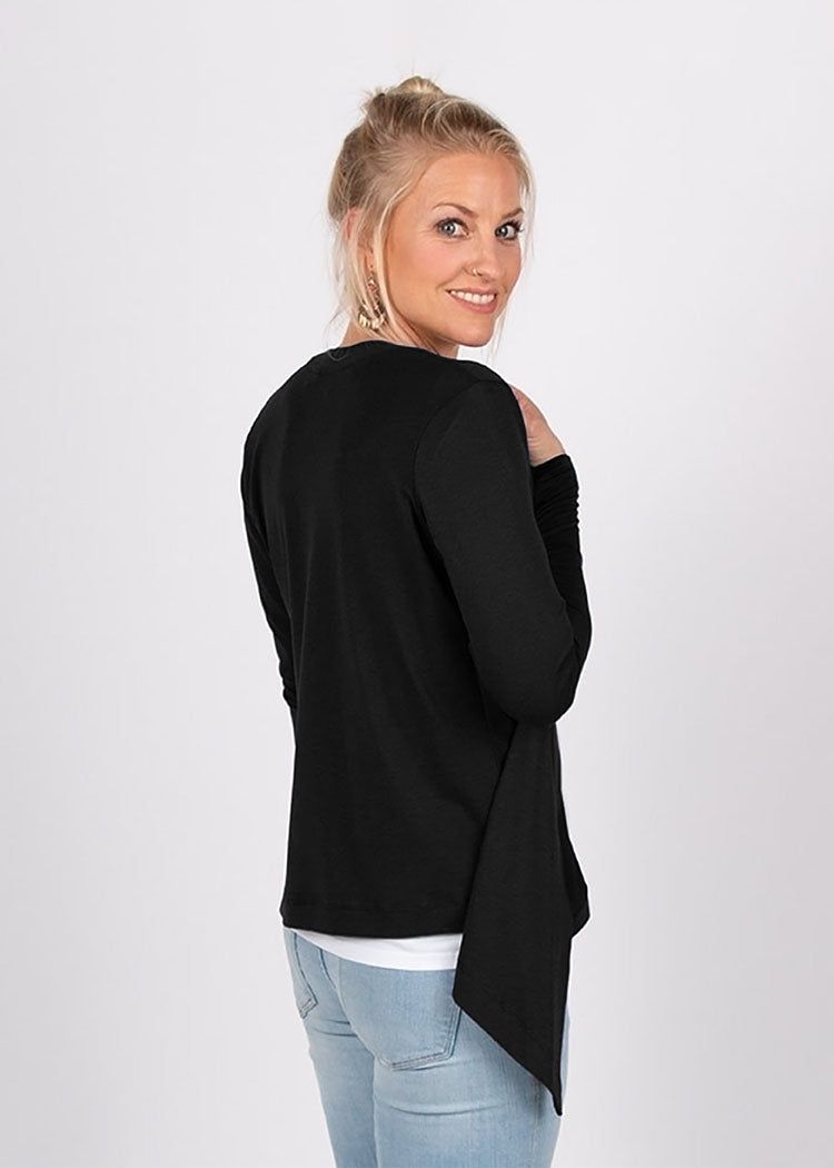 DAMEN JERSEY CARDIGAN BLACK
