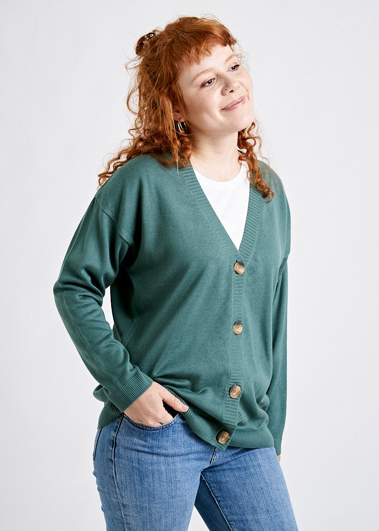 WOMEN'S KNIT CARDIGAN SILVER PINE
