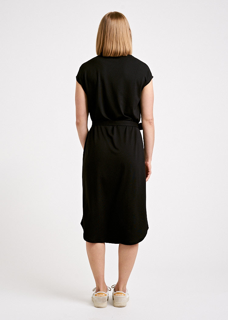 LADIES KIMONO MIDI DRESS BLACK