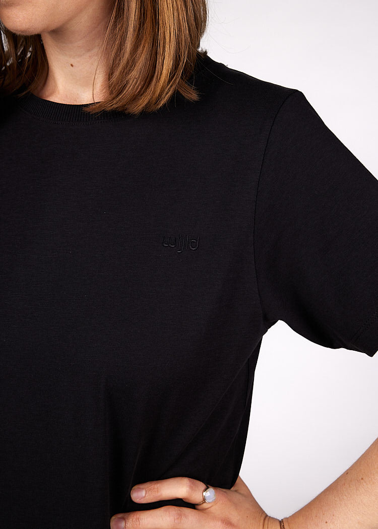 DAMEN WOODSHIRT LONGER SLEEVE SLIM LOLA BLACK