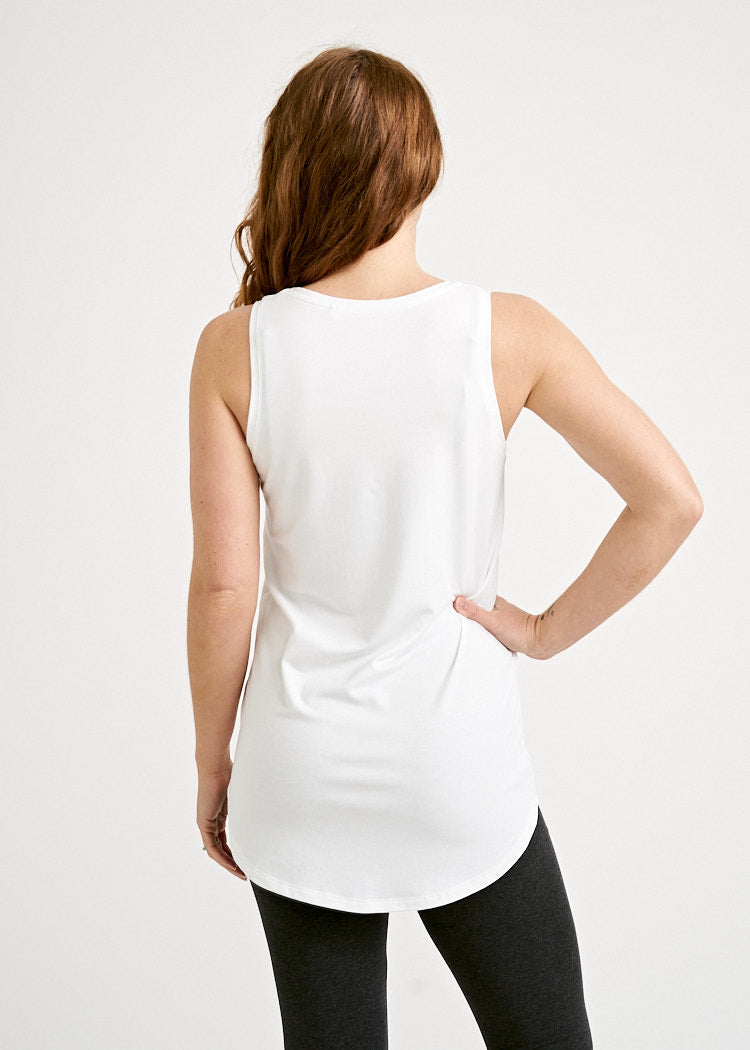 DAMEN SLEEVELESS TOP LONG BRIGHT WHITE
