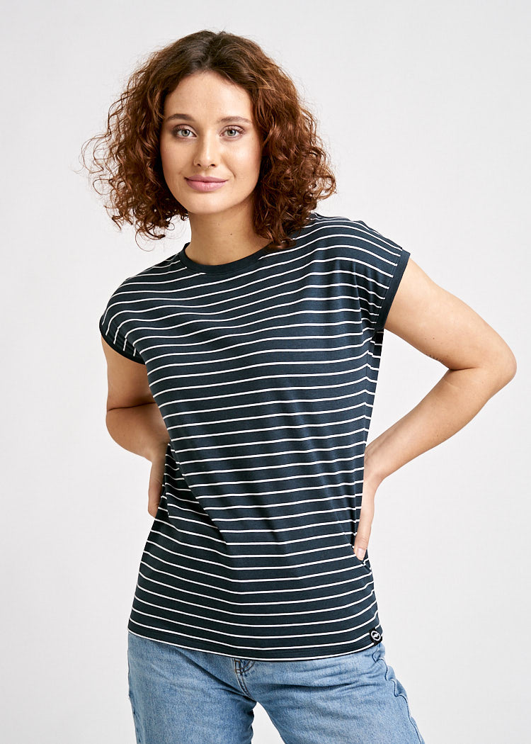 DAMEN WOODSHIRT KIMONO ELENA THIN STRIPES WHITE