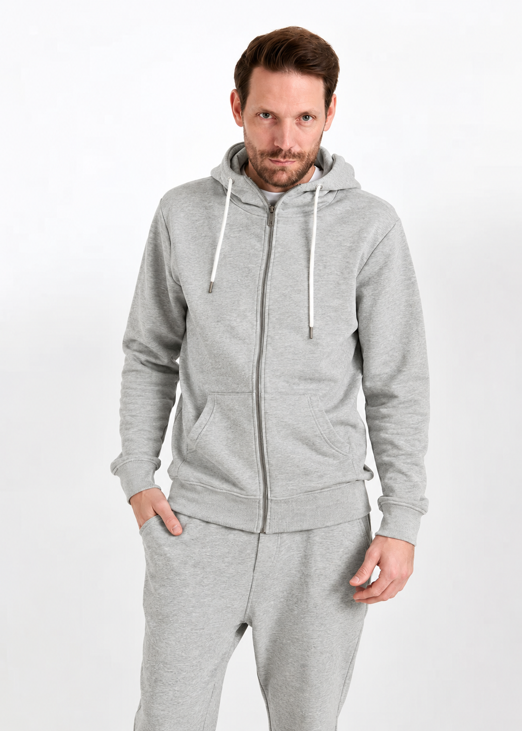 HERREN SWEATJACKE LEON GRAY MELANGE