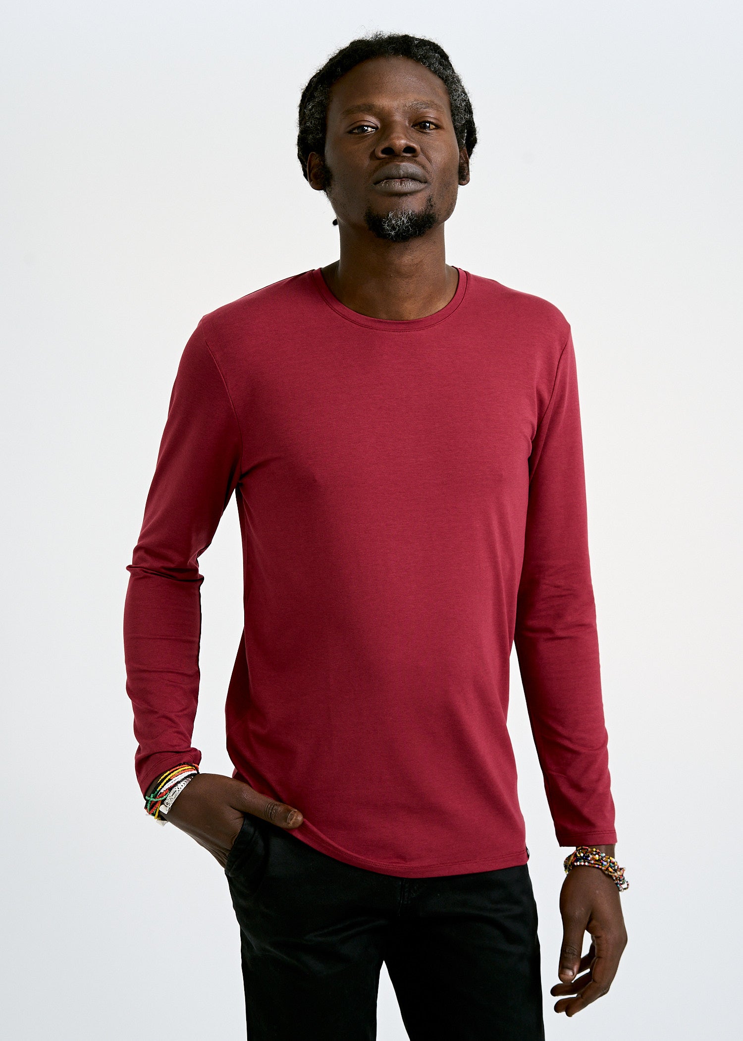 HERREN LANGARMSHIRT DAVID TIBETAN RED