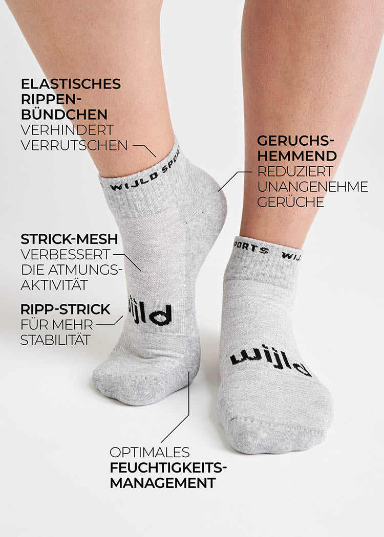 WOODSOCKS® CHAUSSETTES DE SPORT MI-HAUTES GRIS CHINÉ