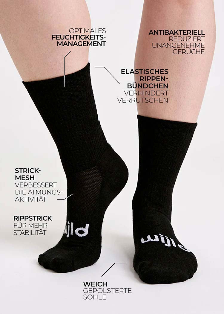 WOODSOCKS® TENNISSOCKEN RUN WIJLD BLACK