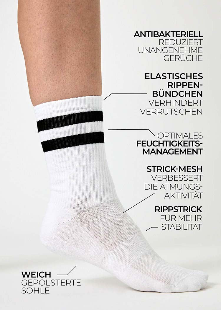 WOODSOCKS® TENNISSOCKEN WHITE BLACK