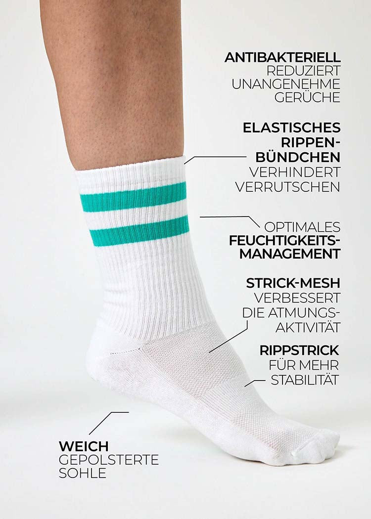 WOODSOCKS® TENNISSOCKEN WHITE TURQUOISE