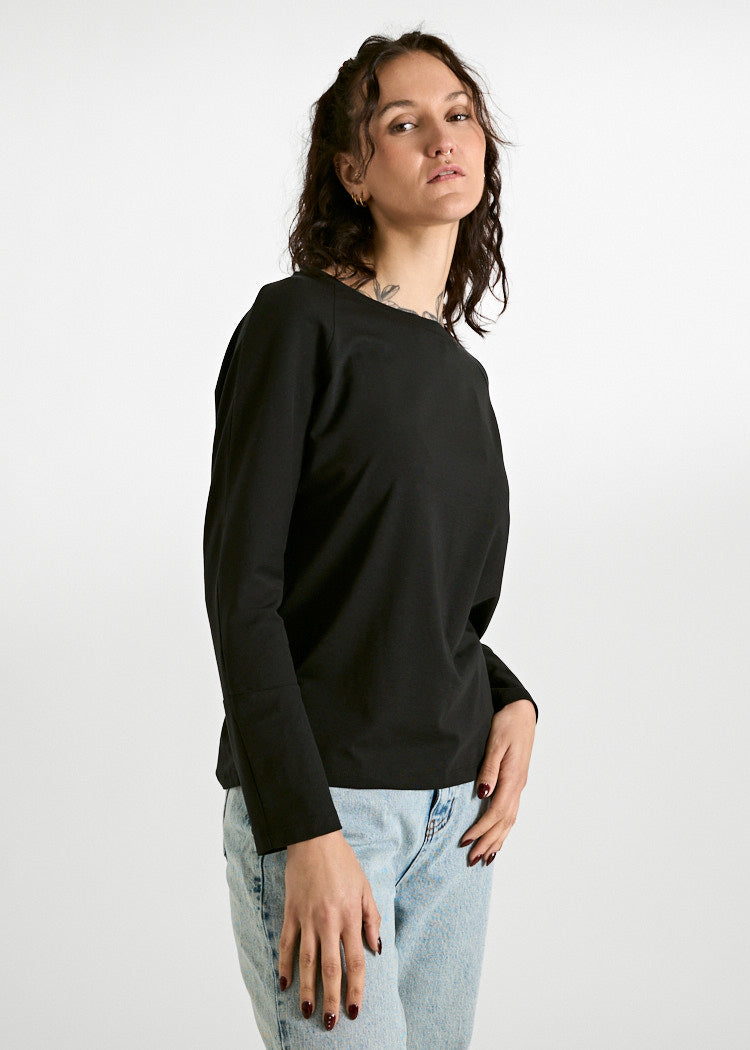 DAMEN LANGARMSHIRT BATWING ALICE BLACK