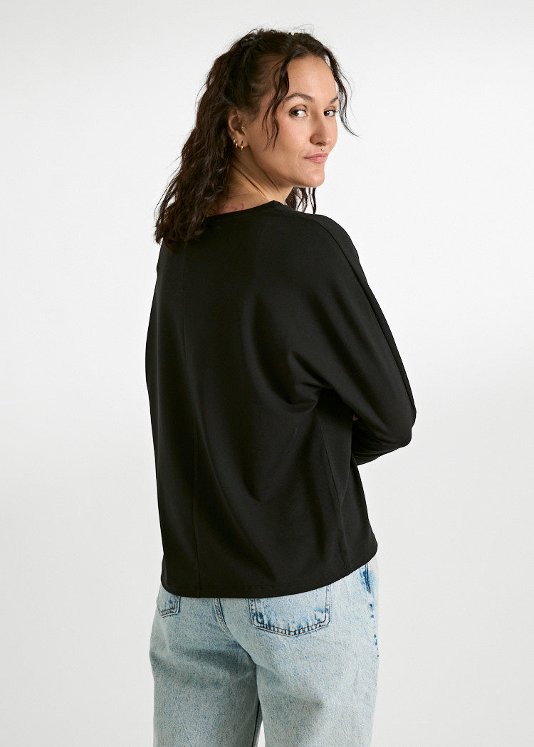 DAMEN LANGARMSHIRT BATWING ALICE BLACK