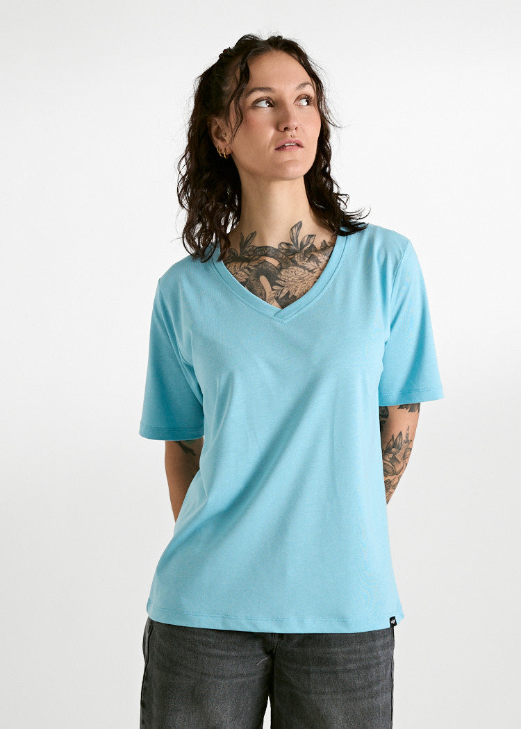 DAMEN WOODSHIRT LOOSE LONGER FRIDA MILKY BLUE