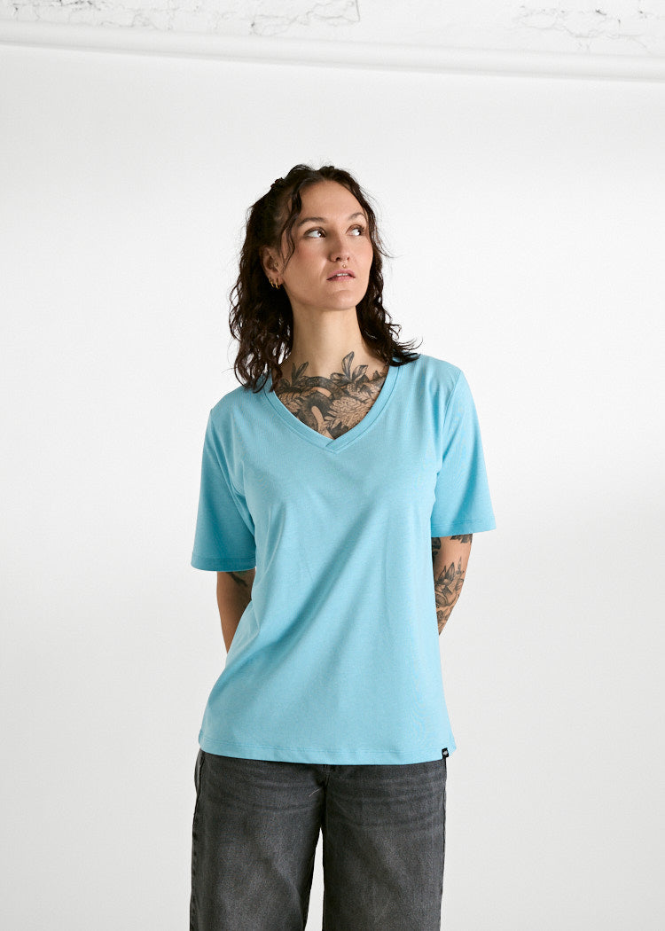 DAMEN WOODSHIRT LOOSE LONGER FRIDA MILKY BLUE