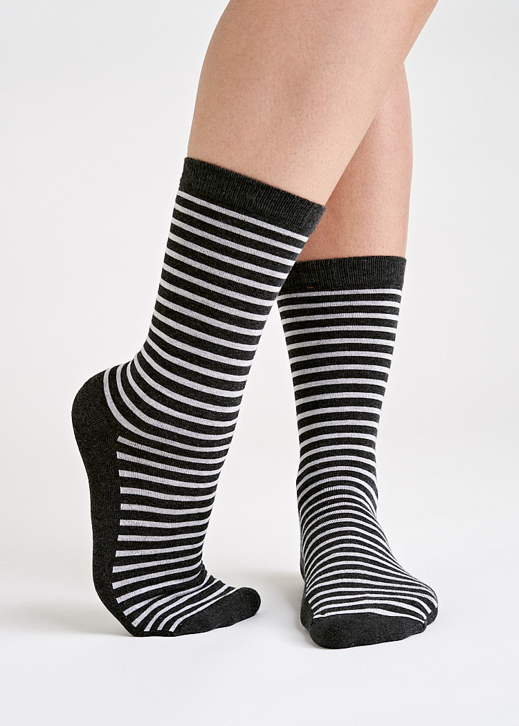 secondary image SOCKS WITH STRIPES ANTHRACITE