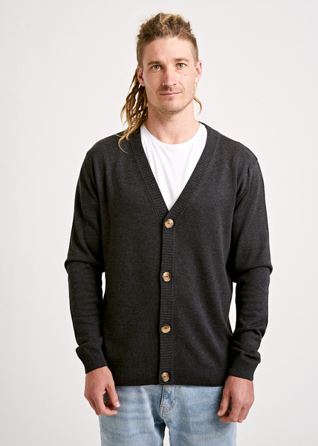 MEN KNITTED CARDIGAN ANTHRACITE
